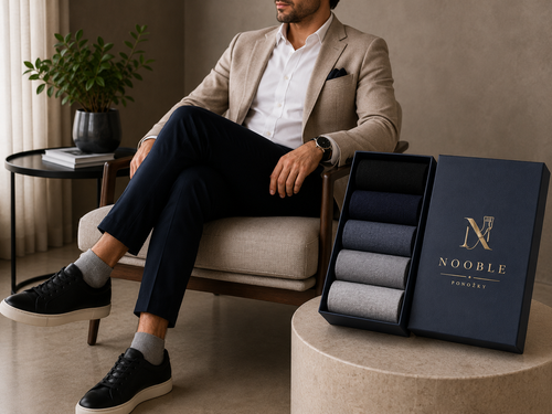 Pánské business casual bambusové ponožky – černé, 5 párů